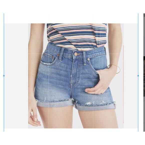 Madewell Size 28 High Waist Boyfriend Cutoff Denim Shorts Gravel Medium Size 28 - Picture 6 of 6